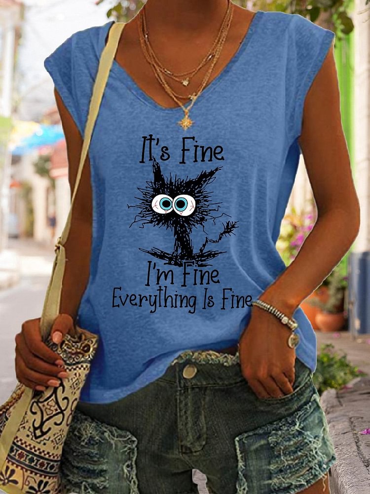 Women's IT'S FINE I'M FINE Faith Letter Print T-shirt