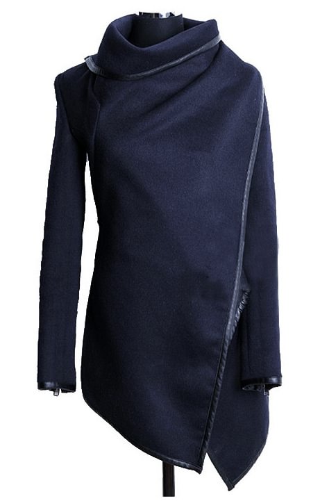 Casual Solid Asymmetric Long Sleeve Coat
