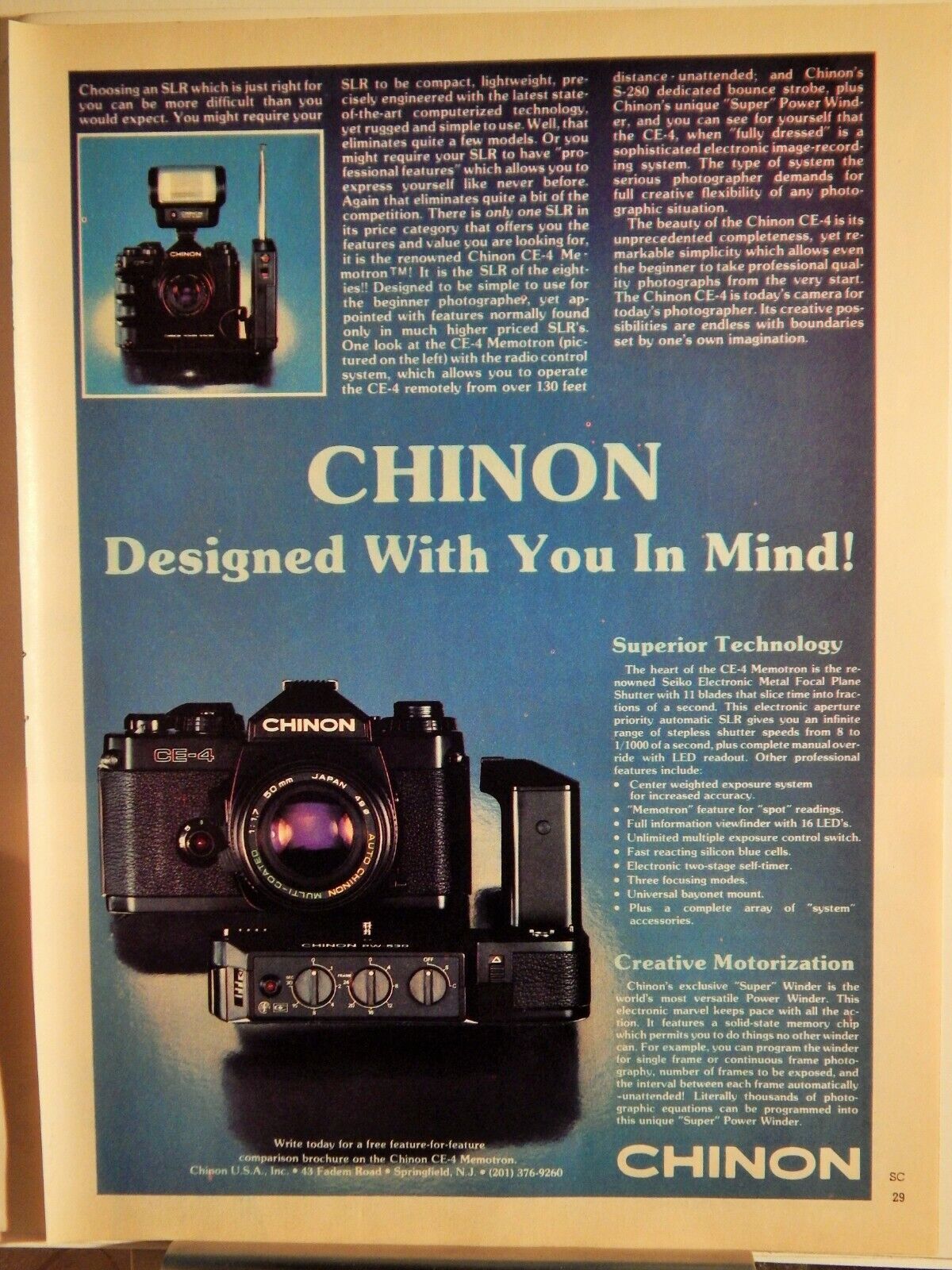 CHINON SLR CAMERA / PLAYBOY CLUB LOS ANGELES CABARET ORIG VTG 1980 Photo Poster painting AD,