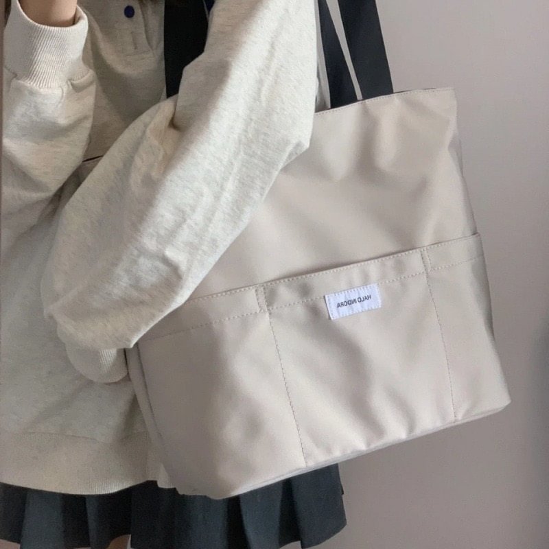 Women Tote Bag Aesthetic Solid Color Students Casual Handbag Shoulder Bag Large Capacity Oxford Reusable Shopping Beach Bag 2022 US Mall Lifes