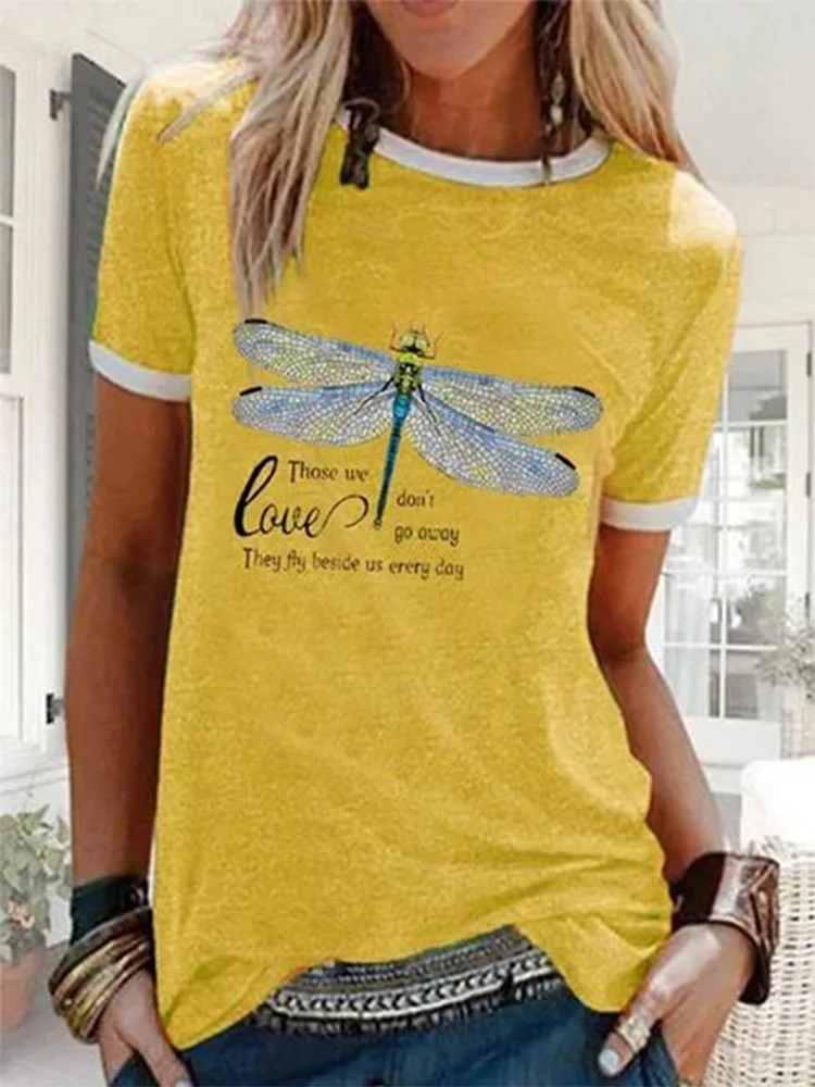 Bestdealfriday Yellow Cotton Blend Short Sleeve Floral Print Crew Neck Shirts Tops 8719892