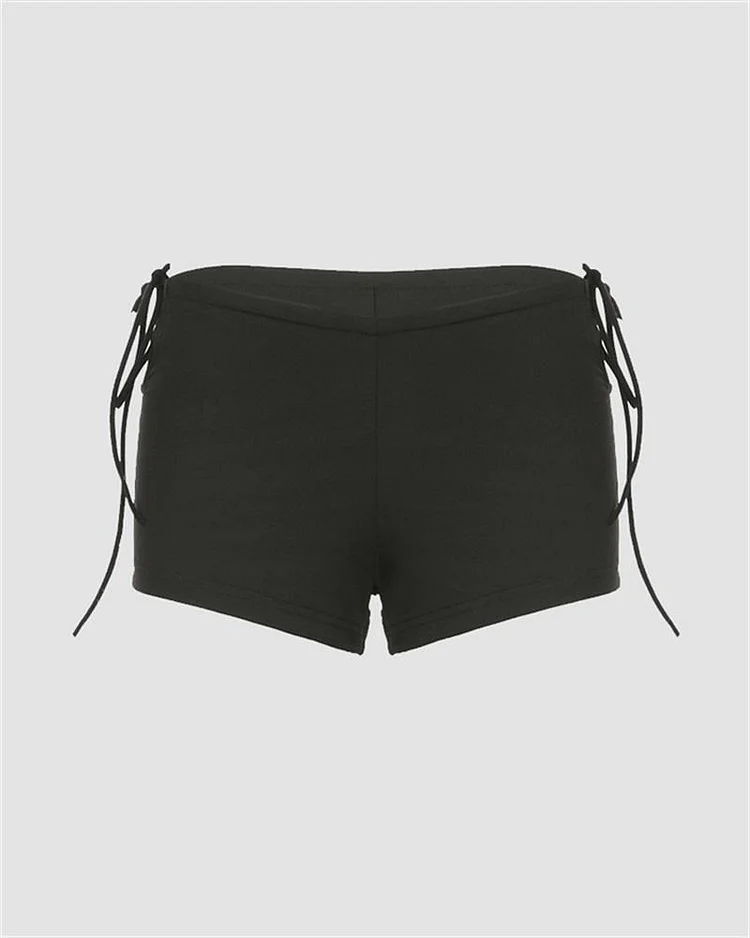 Plymer Tie Cut Out Mini Shorts