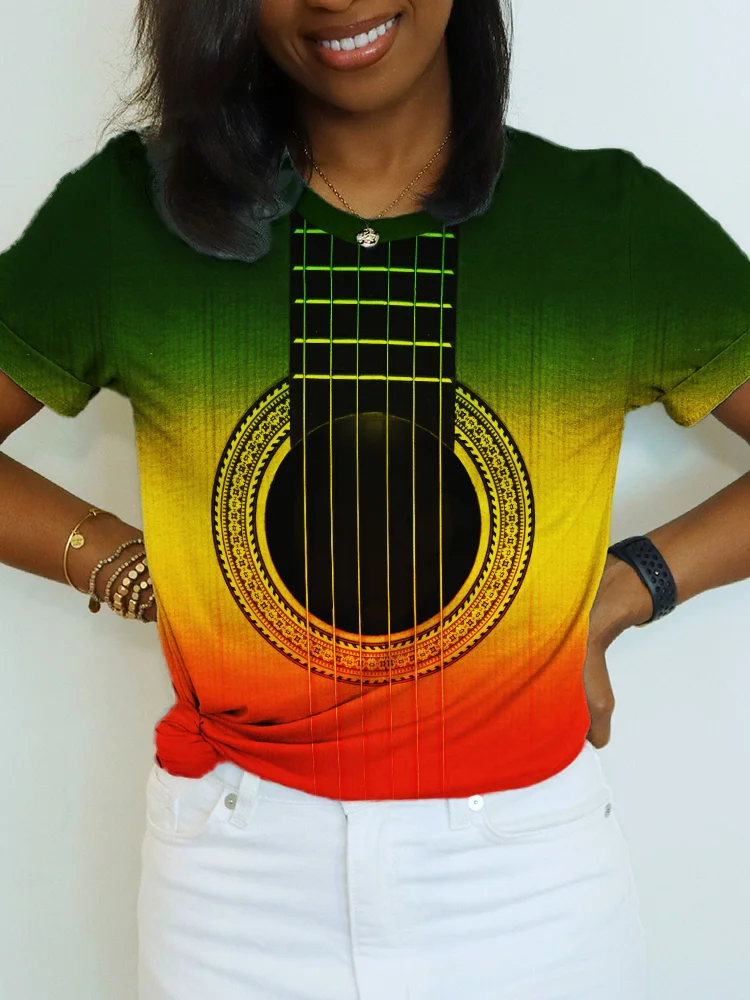 Reggae Lover Guitar Inspired Rasta Gradient T Shirt
