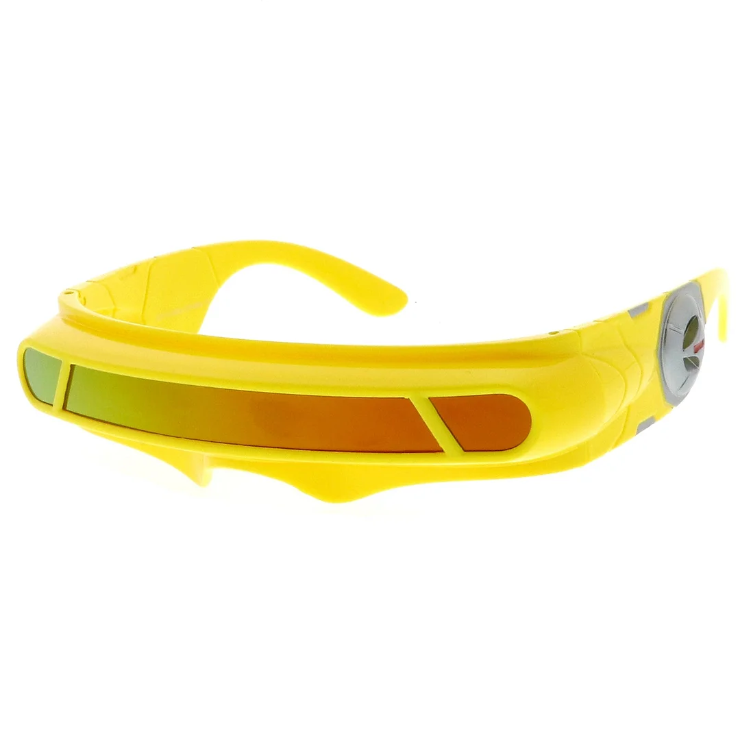 Futuristic Cyclops Shield Colored Mirror Mono Lens Wrap glasses 147mm