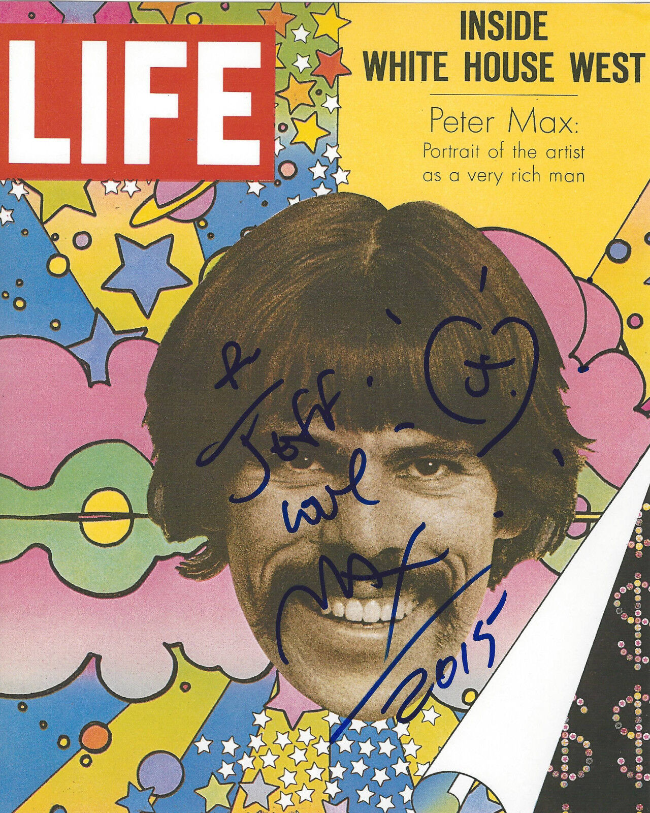 PETER MAX SIGNED AUTHENTIC LIFE MAGAZINE 8X10 Photo Poster painting COA POP ARTIST PSYCHEDELIC