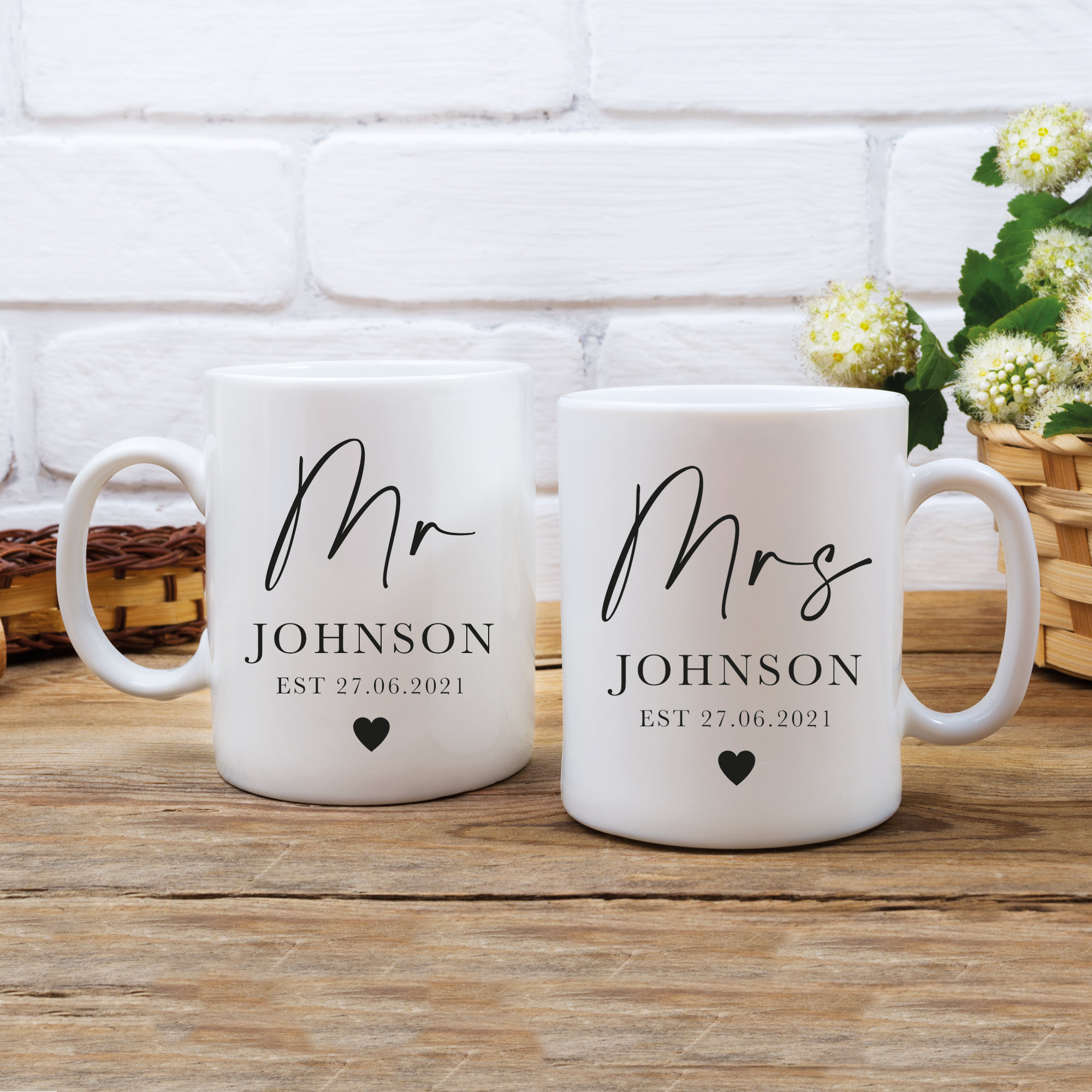 Loveyoufancy Personalized Mr And Mrs Mug, Newlywed Coffee Cup