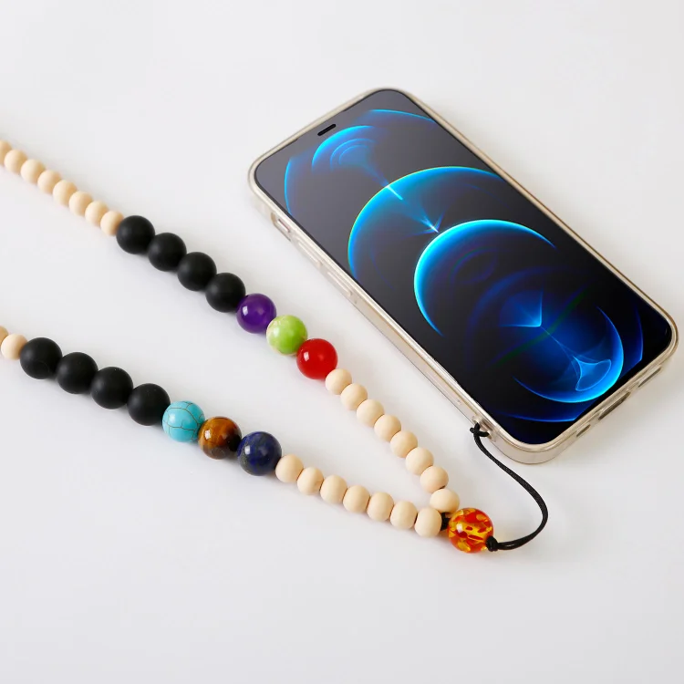 Olivenorma Natural Crystal String Handmade Wooden Beads Phone Strap
