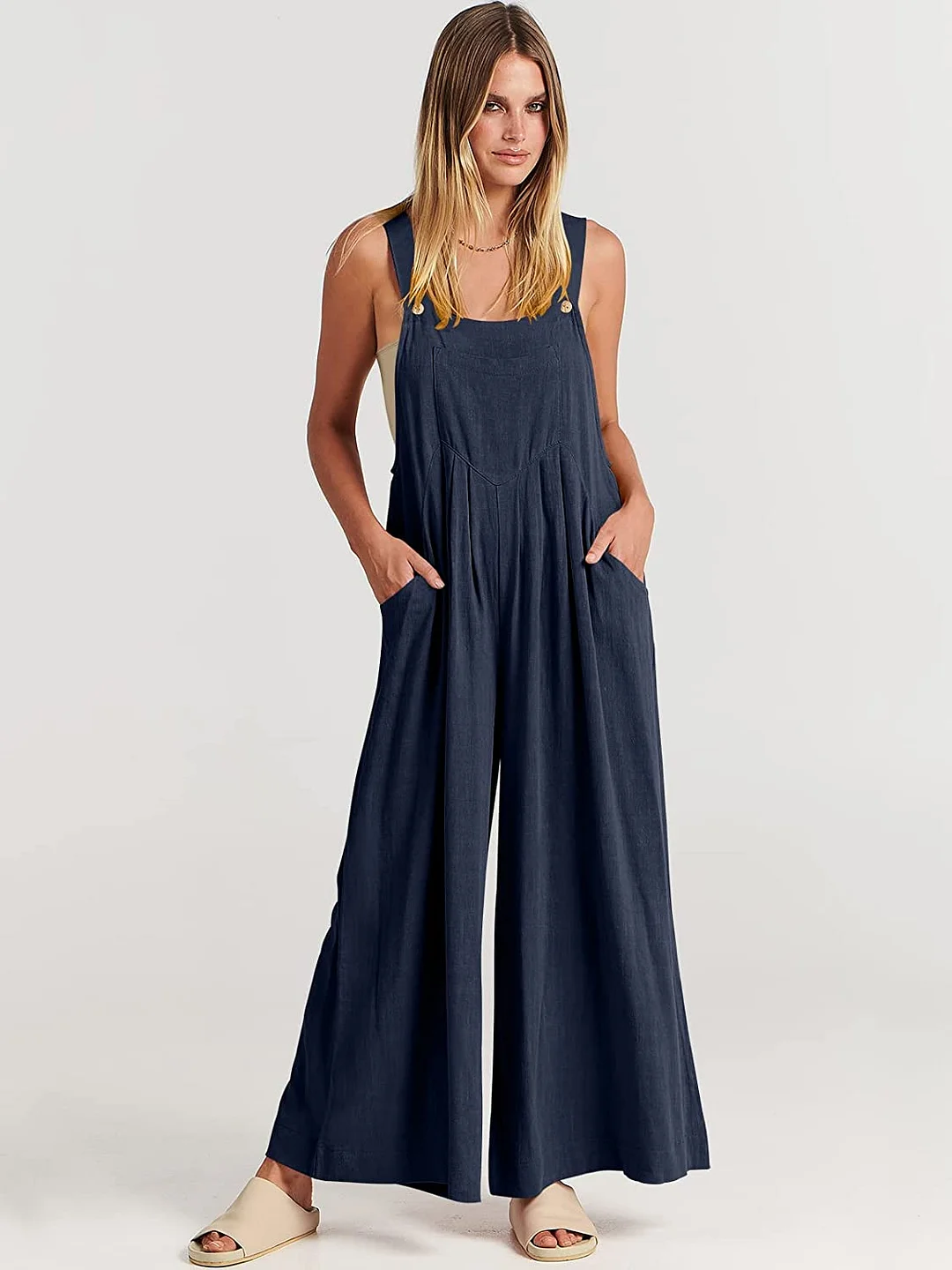 Plus Size Wide Leg Overalls Jumpsuit (Buy 2 Free Shipping)