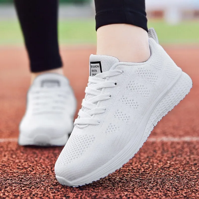 Women'S Sneakers Breathable Mesh Casual Sneakers Women Lace Up Walking Shoes Women'S Vulcanized Rubber Sole Shoes Female Size 42