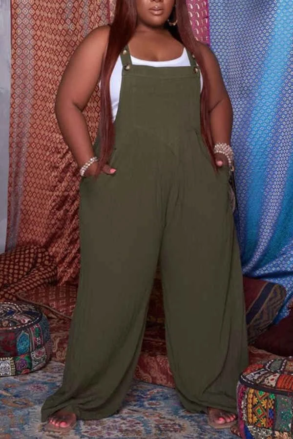 Fashion Solid Color Wide Leg Curve Jumpsuit