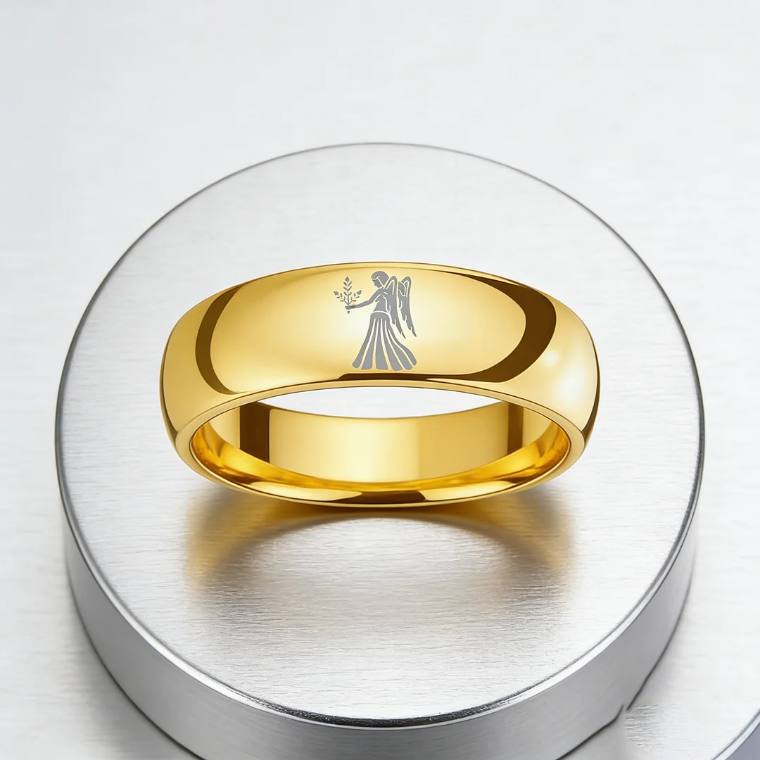 Virgo Dome Tungsten Carbide Rings Gold Tungsten Wedding Bands for Men and Women 4MM 6MM 8MM Width