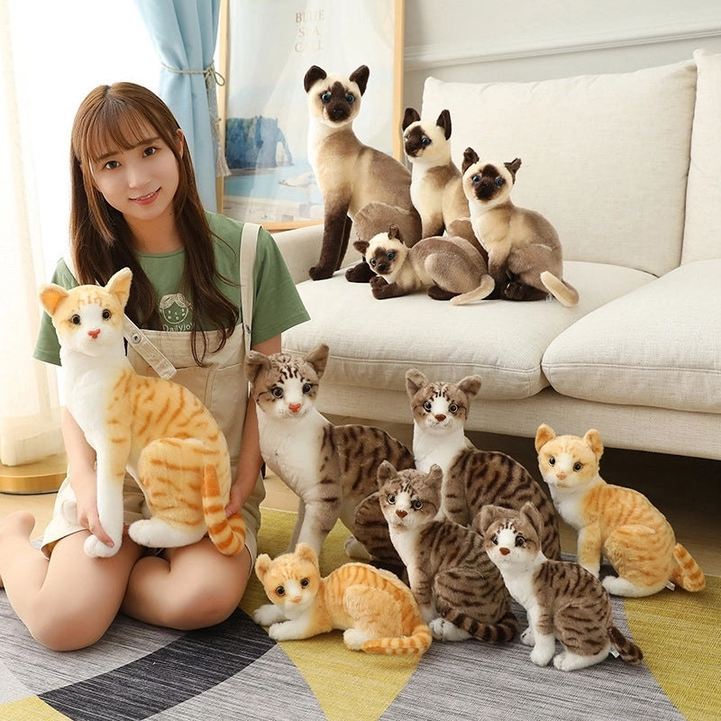 Explosions Simulation Cat Siamese Cat Plush Toy Realistic Orange Cat Civet Cat Doll Sitting Posture Lying Posture
