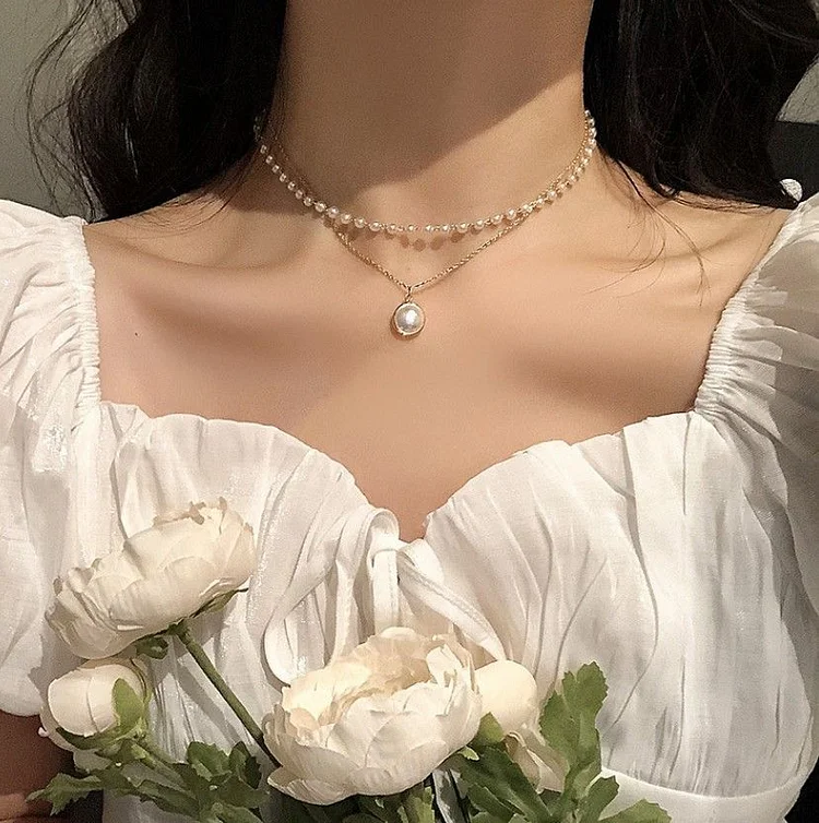Faux Pearl Layered Necklace / Bracelet SP17979