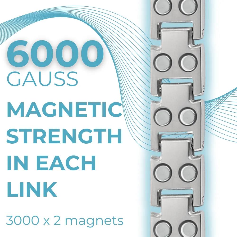 Ladies Magnetic Therapy Bracelet Double Row Magnets - Titanium