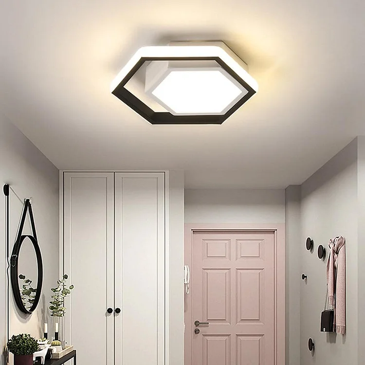 2 Hexagon Shaped LED Modern Flush Mount Lighting Ceiling Lights Hanging Light - Appledas