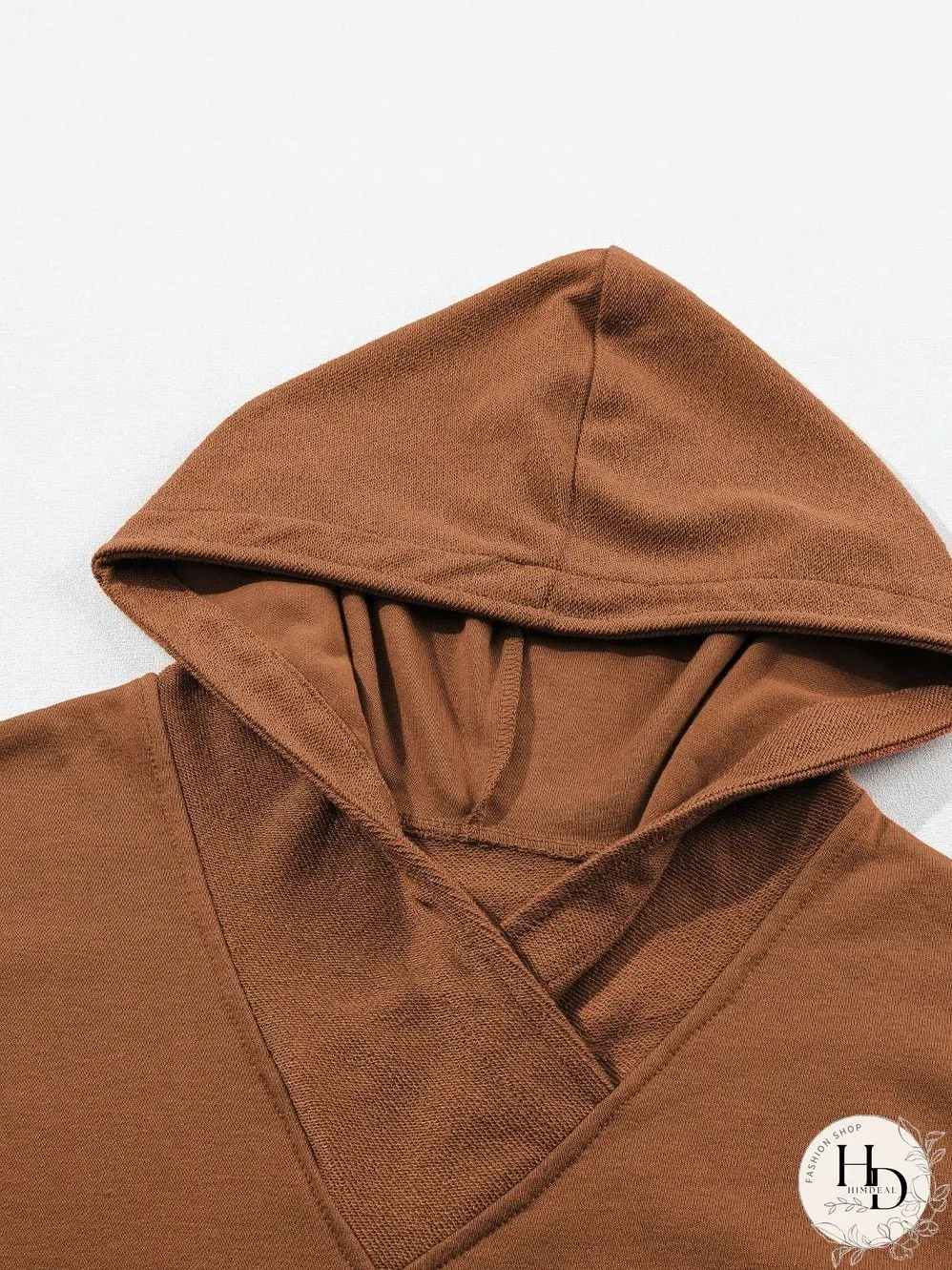 Chestnut Patchwork Colorblock Hoodie with Contrast Sleeves