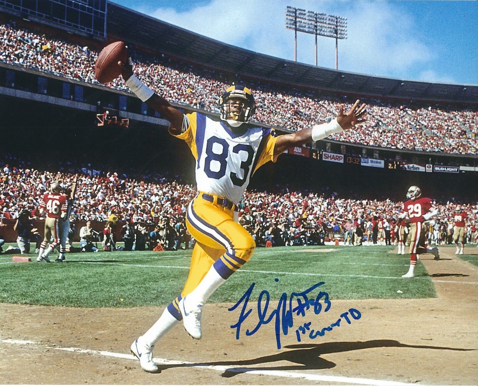 Autographed FLIPPER ANDERSON Los Angeles Rams 8x10 Photo Poster painting w/COA