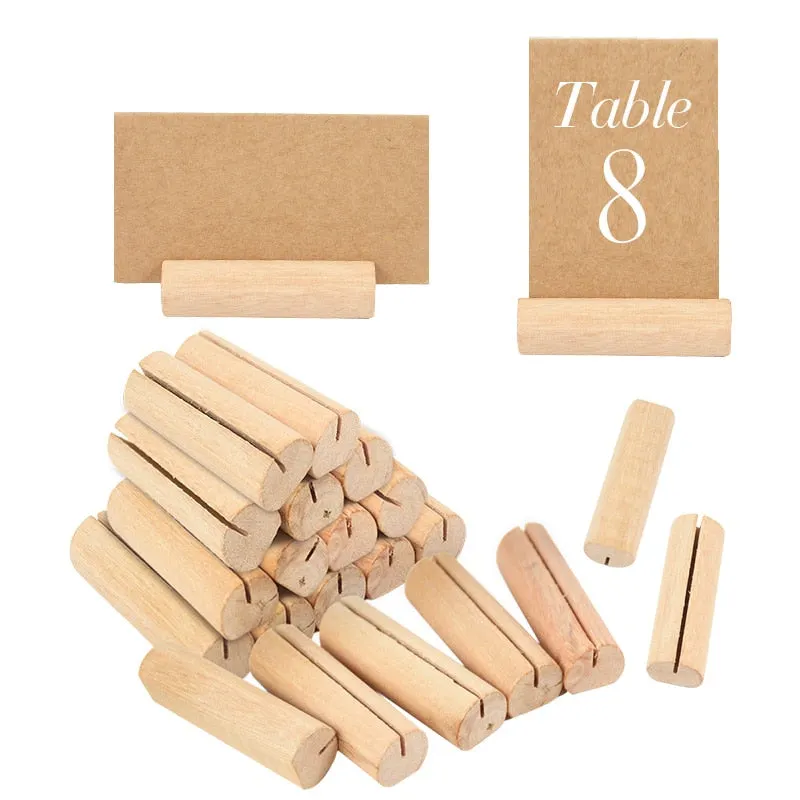5/10pcs Rustic Wood Place Card Holder Wooden Photo Clip Stand Holders for Wedding Party Home Table Number Name Sign DIY Decor