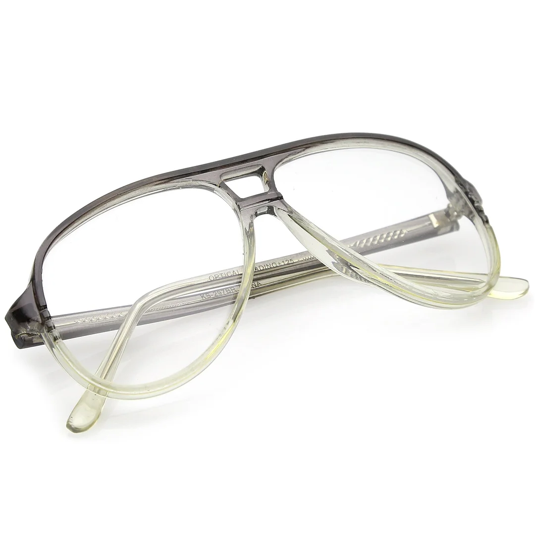 Retro Transparent Flat Top Teardrop Clear Lens Aviator Eyeglasses 56mm