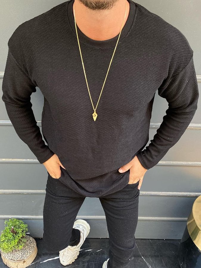 Men's Casual Round Neck Solid Top