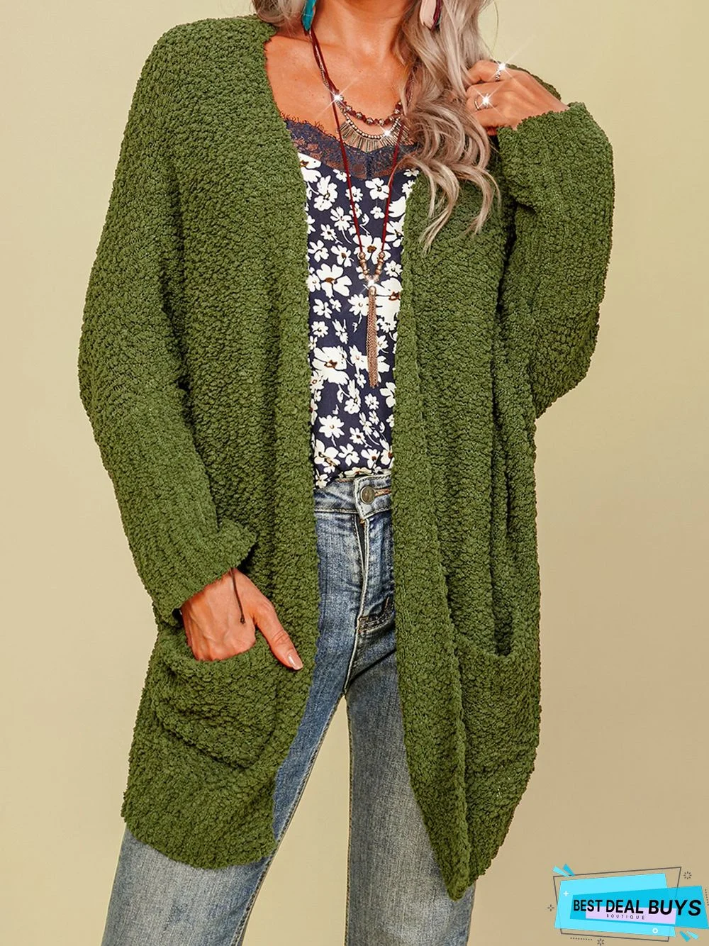 plain long sleeve Cardigan