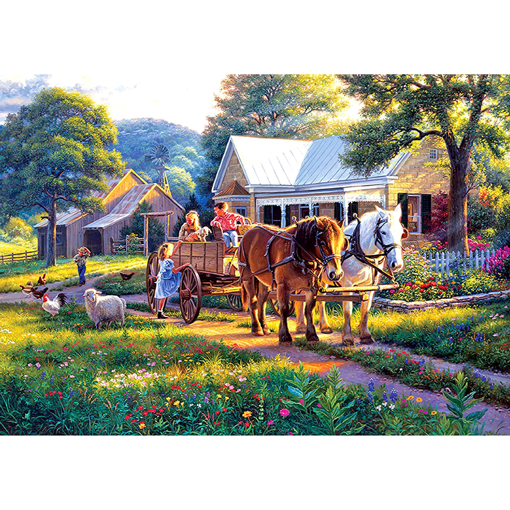 

Horse Wagon - Round Drill Diamond Painting - 40*30CM, 501 Original