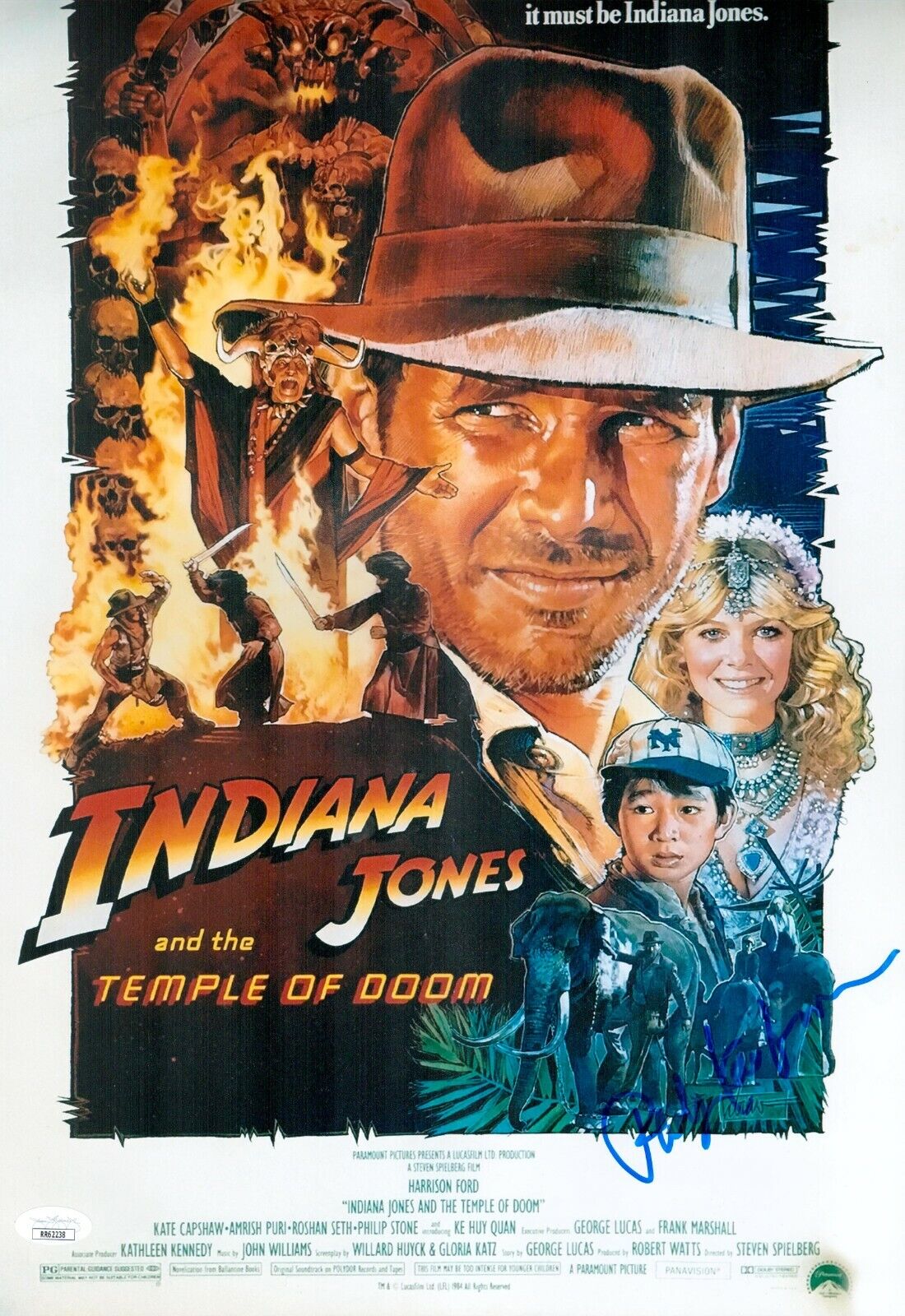Phillip Kaufman Signed 12x18 Indiana Jones Temple of Doom Authentic Auto JSA COA