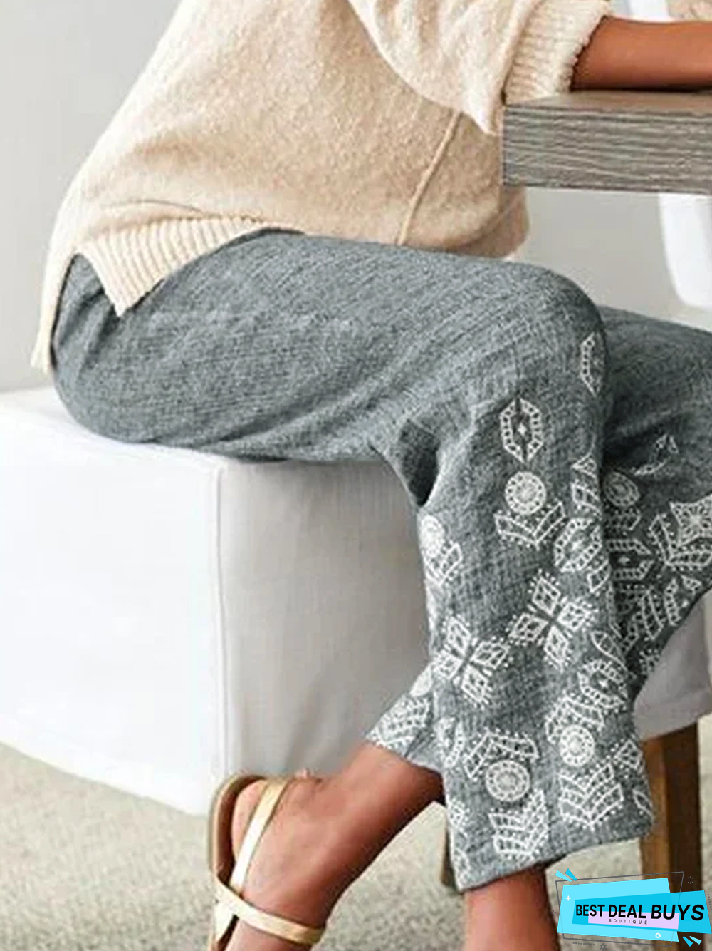 Loose Cotton Floral Casual Pants
