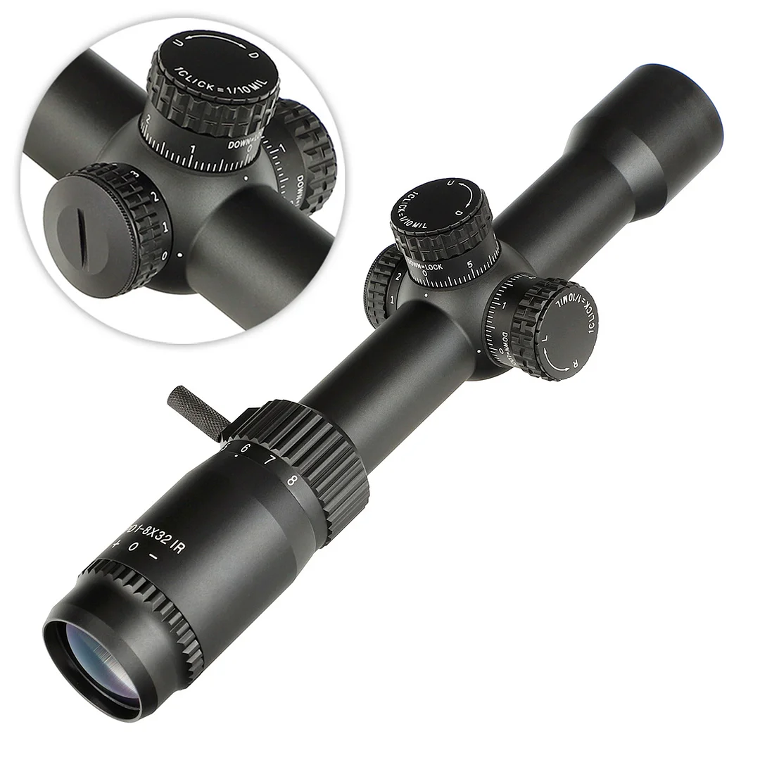 ohhunt® 1-8X32 IR 30MM SFP Red Illuminator Glass Etched Reticle Long Eye Relief Scope
