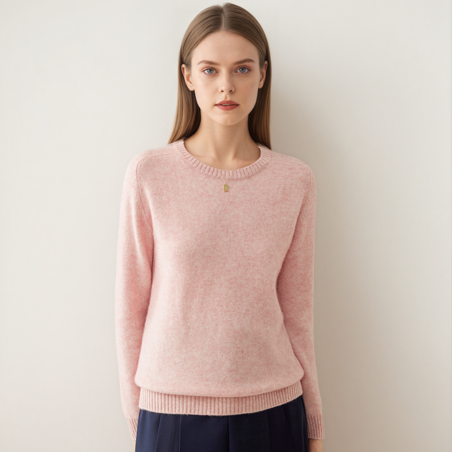 Women's Long Sleeve Knit Top-Crewneck Casual Cashmere Sweater REAL SILK LIFE