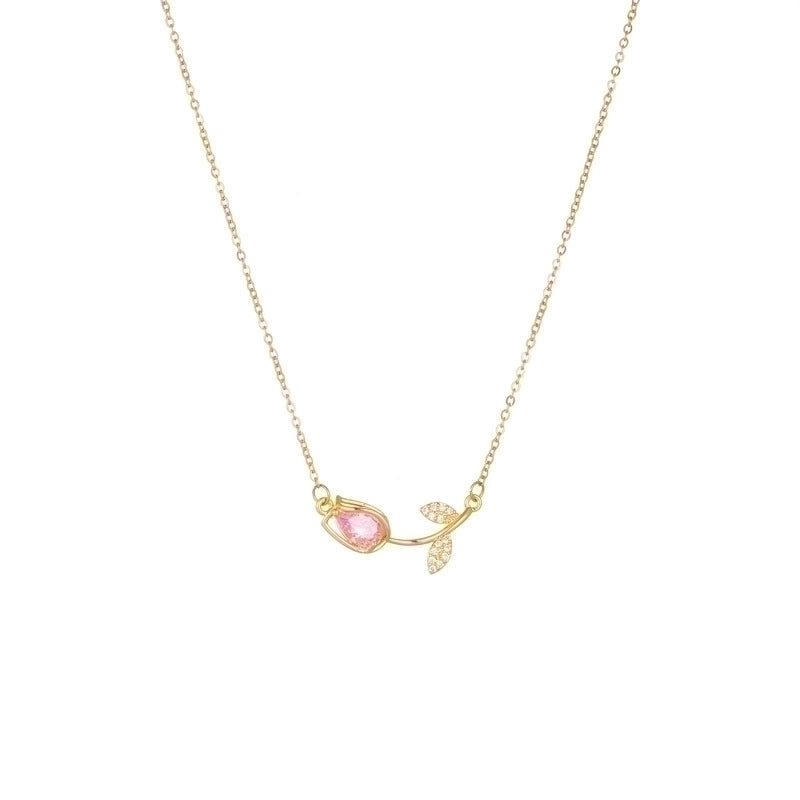 Copper Gold Plated Minimalist Classic Style Flower Plating Pendant Necklace