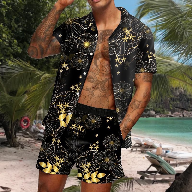Men's Casual Printed Two Piece Set