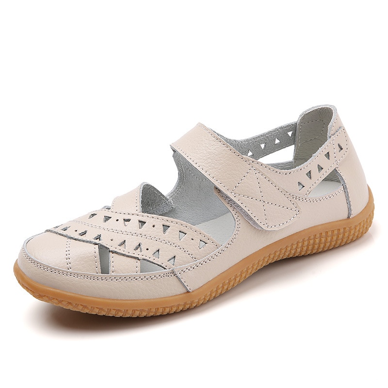 Genuine Leather Hollow-Out Sandals Flats Women's Shoes | ARKGET