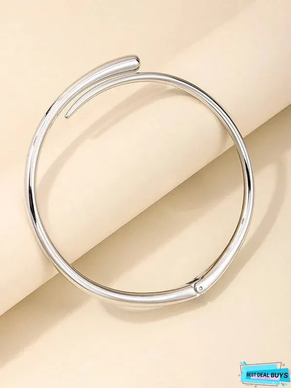 Fashionable Simple Metal Geometric Ring Glossy Collar