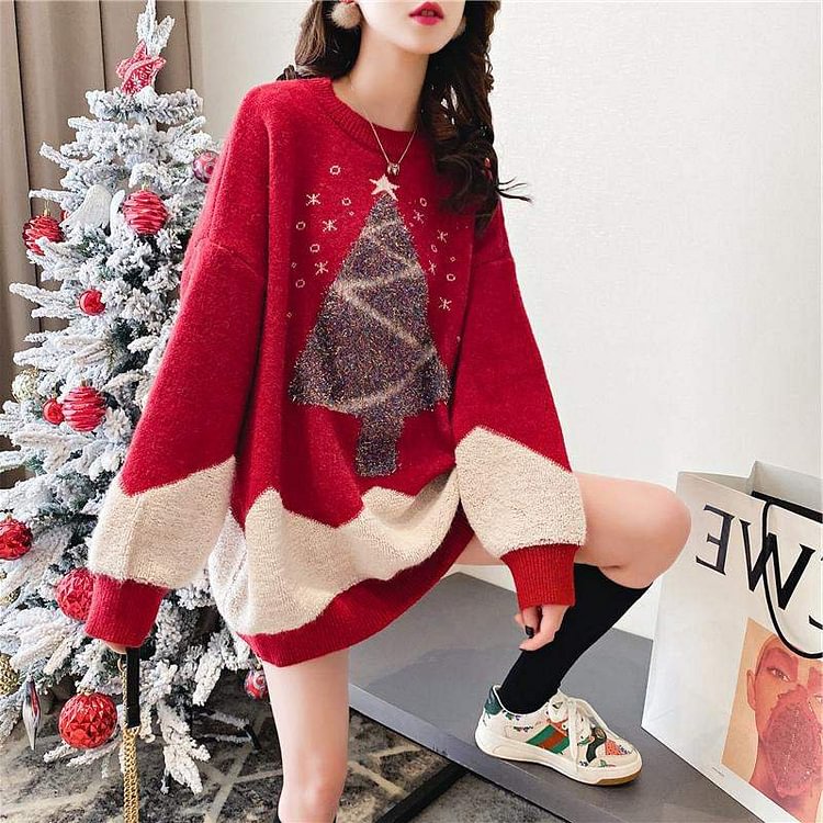 Red Shift Long Sleeve Plant Sweater