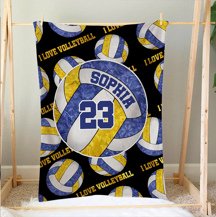 Personalized Volleyball Blanket, Custom Name Number Volleyball Player Blankets | BKKid382