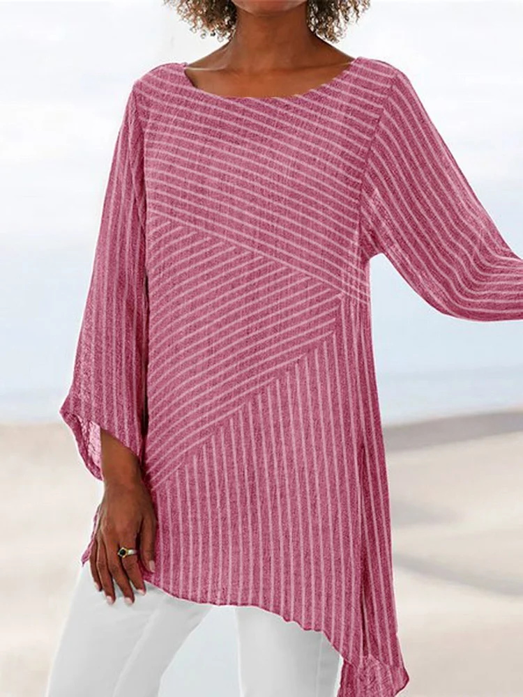Striped Printed Casual Long Sleeve Shirts & Tops