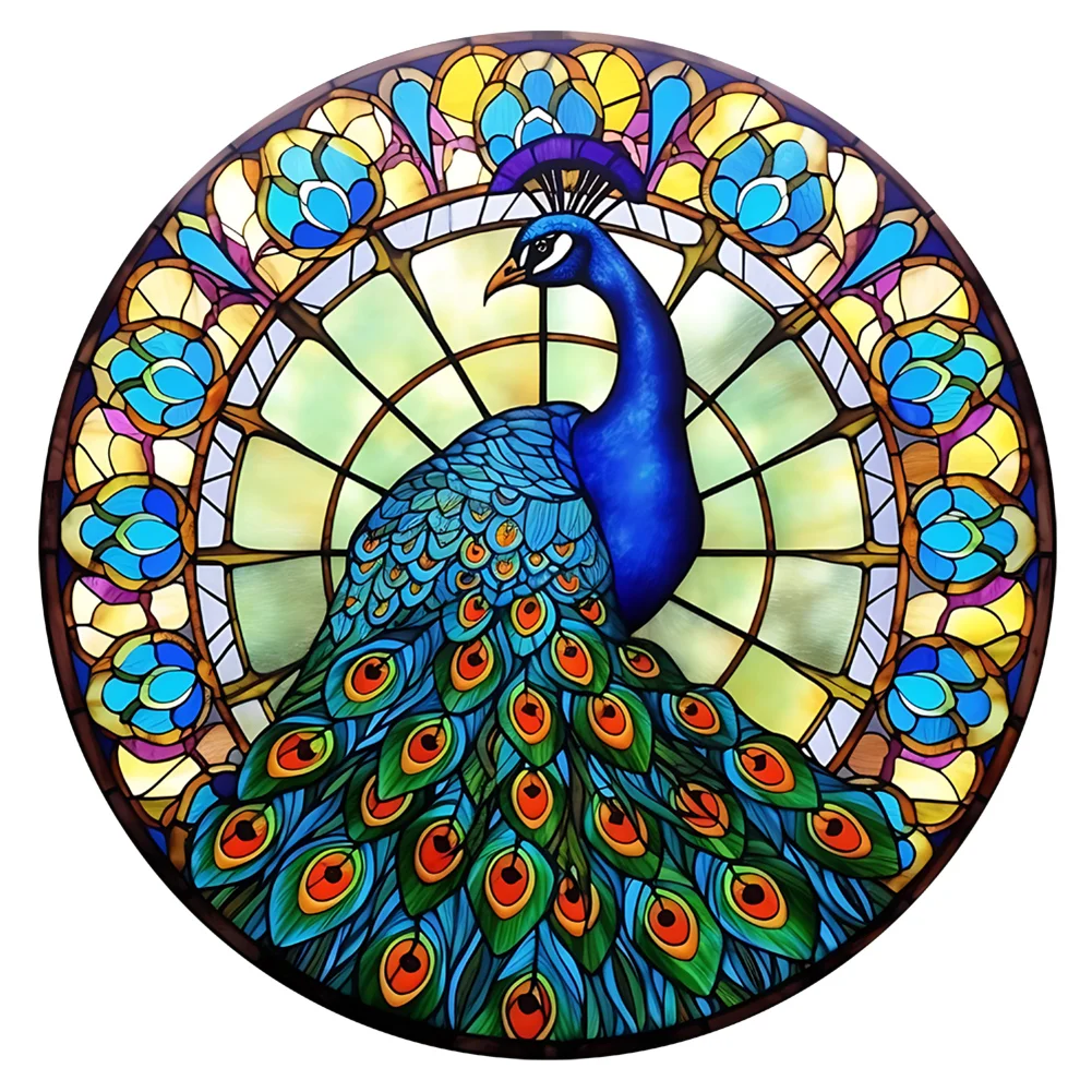Full Round Diamond Painting - Stained Glass Peacock(30*30cm)