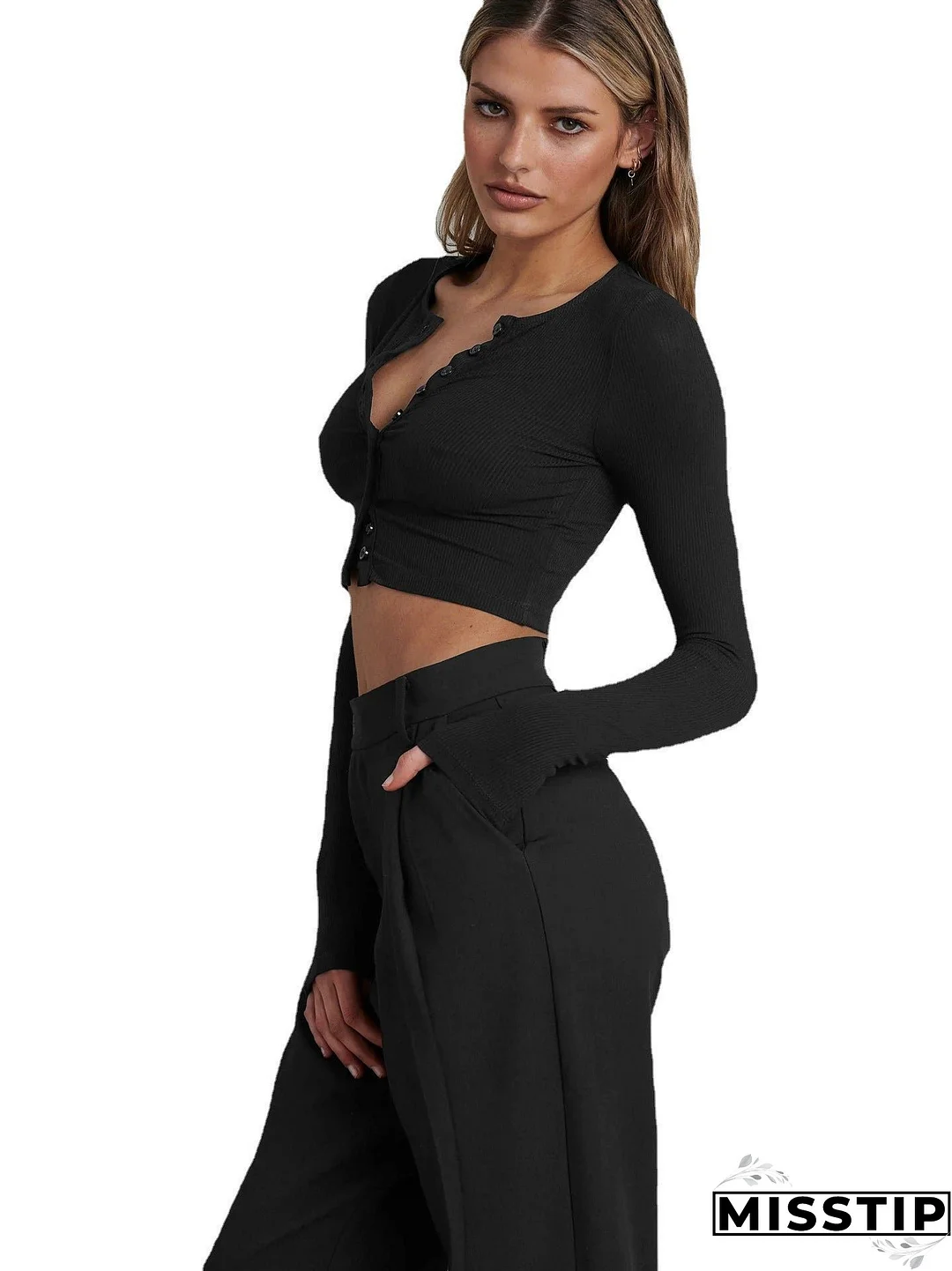 Women's Button Long-sleeved Knitted Autumn Fashion Wear Knitwear