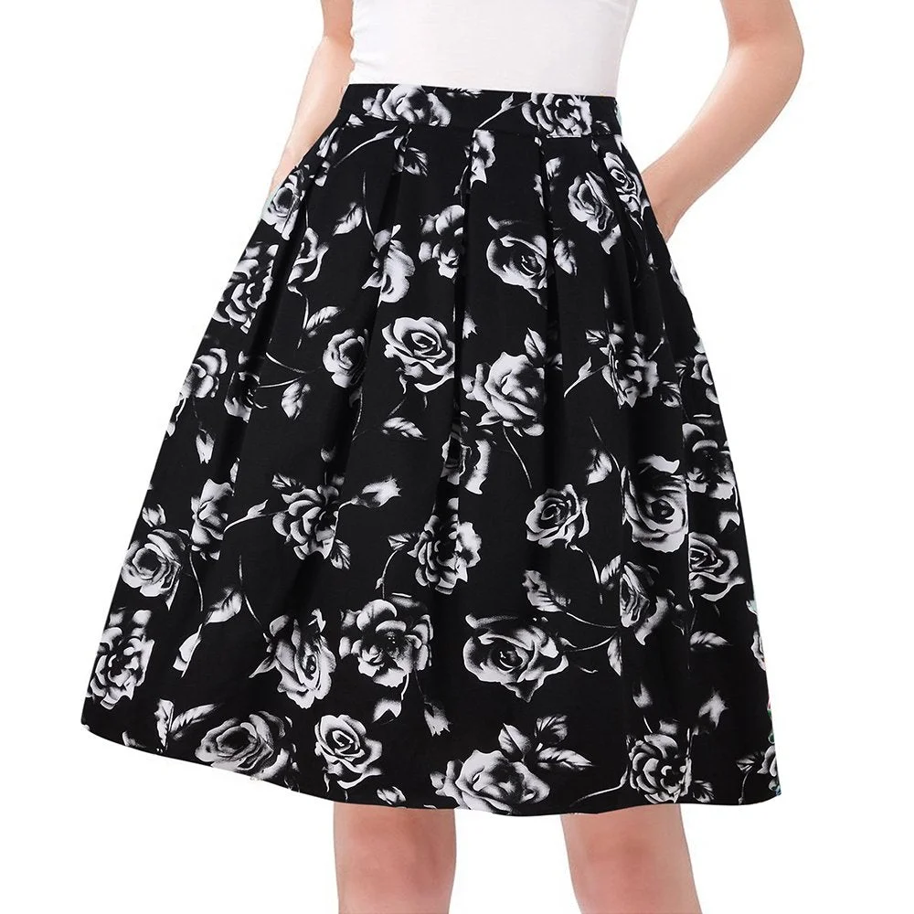 Feminine design A-Line Pleated Vintage Skirts for Women