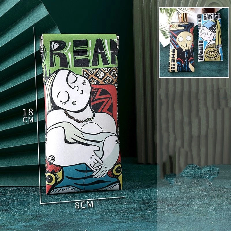 Minimalist Cartoon Pu Leather Unisex Glasses Pouch