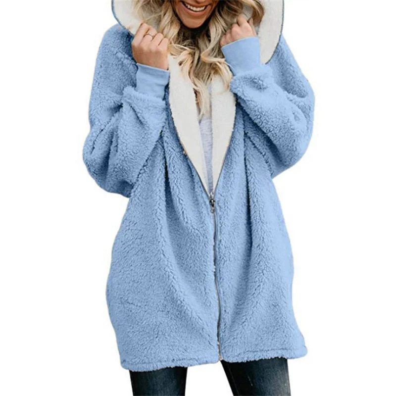 Lamb velvet hooded women long winter jacket 2019 autumn and winter new plus size 5XL warm outwear coat female