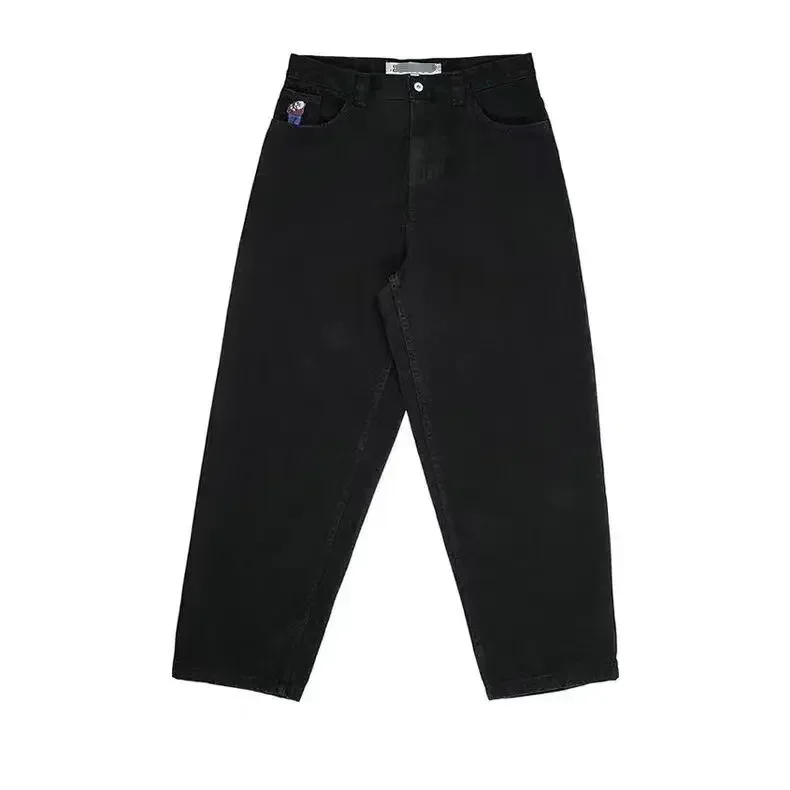 Standawon school outfits Hip Hop Polar Big Boy Jeans Y2K Pants Sweatpant Cartoon Retro Blue Baggy Jeans Embroidery Men Women Fashion Casual Wide Trouser