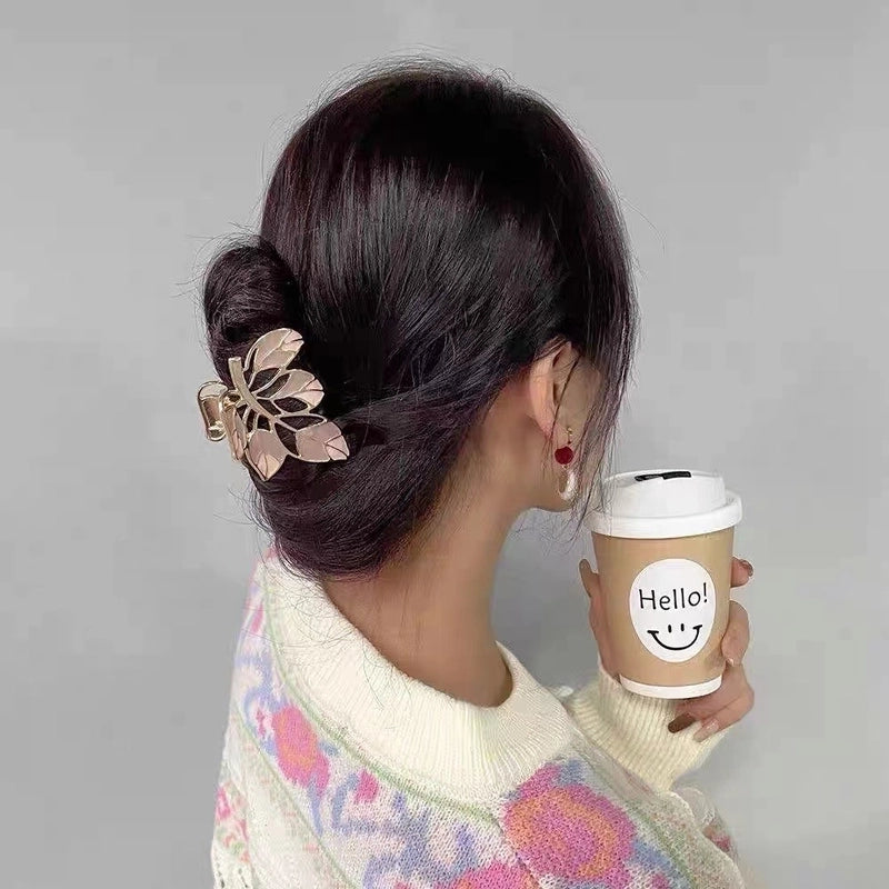 Women’s Minimalist Color Block Alloy Printing Hair Claws