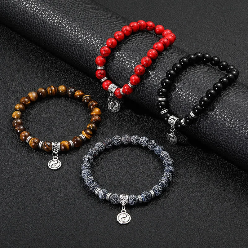 Turquoise Tiger Eye Yin Yang Positive Bracelet