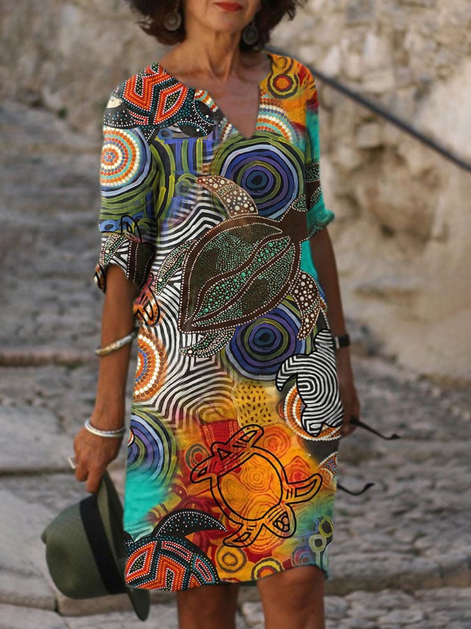 Ocean Turtles Print Dress