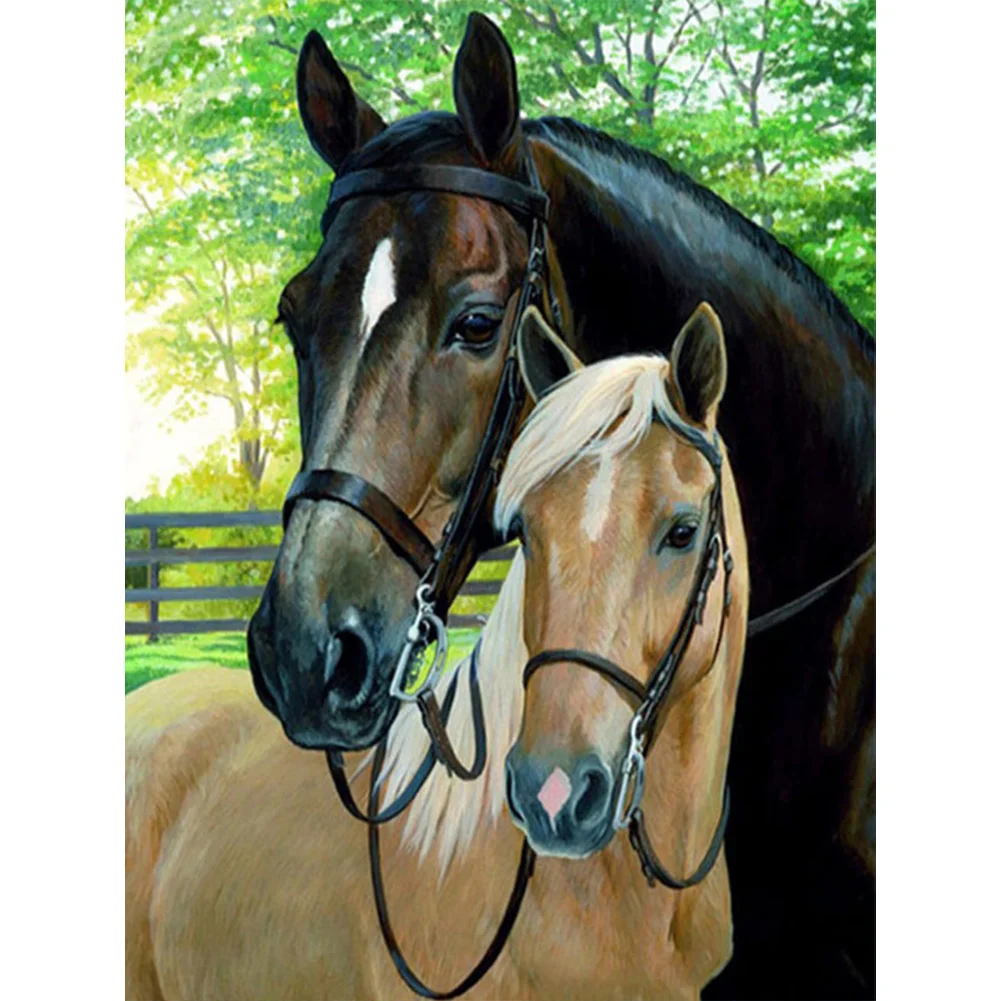 2pcs Diamond Painting - Full Round Drill - Horse(Canvas|30*40cm)