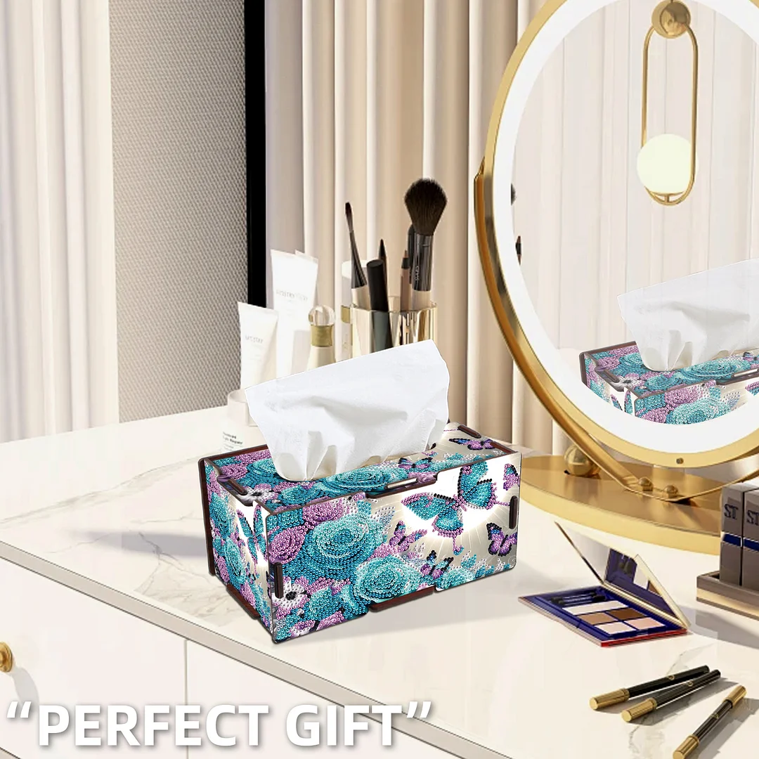 Wooden Diamond Painting Tissue Box for Home and Office Decoration (ZJH036)