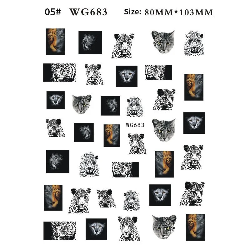 Black White Milk Cow 3D Nail Stickers Butterfly Leopard Adhesive Nail Transfer Decals Sliders Wraps DIY Nail Art Decorations