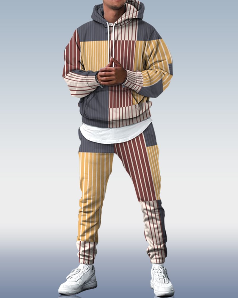 Men's Personalized Printed Hoodie Set 014